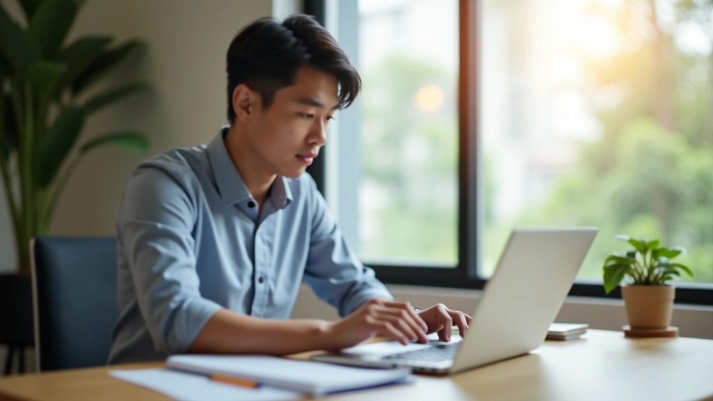 Person entering income data into a laptop spreadsheet, bright home office setting with natural light from window, focused expression, upper body visible